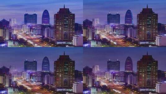 深圳市罗湖区文化大厦朝西视角日转夜高清在线视频素材下载