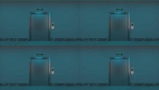 夜晚走廊里的电梯门打开特写高清在线视频素材下载