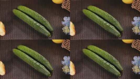 顶花带刺新鲜黄瓜高清在线视频素材下载