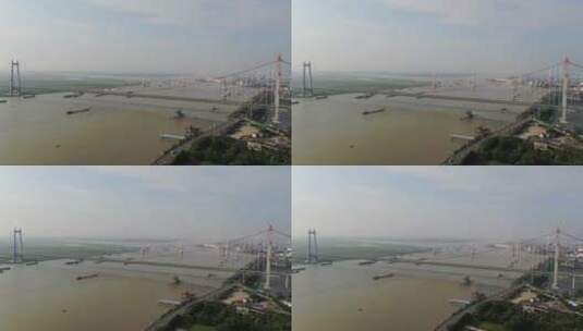 航拍湖南岳阳洞庭湖大桥交通视频高清在线视频素材下载