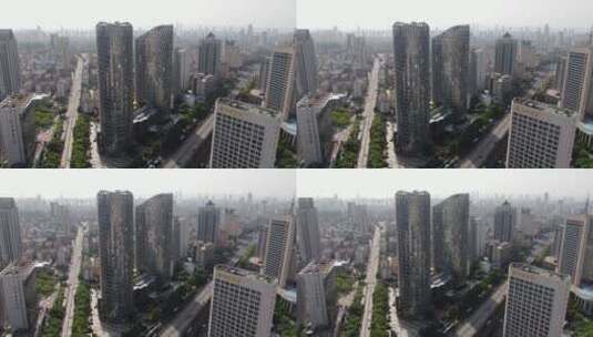 航拍江西南昌城市CBD商务建筑高清在线视频素材下载