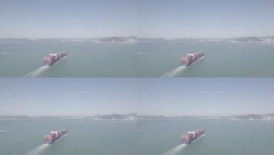 航拍香港辽阔海面海运轮船高清在线视频素材下载