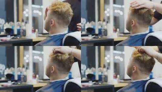 年轻人在理发店做发型高清在线视频素材下载