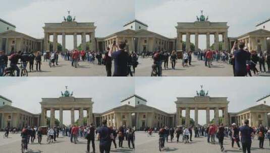 柏林勃兰登堡门的游客高清在线视频素材下载