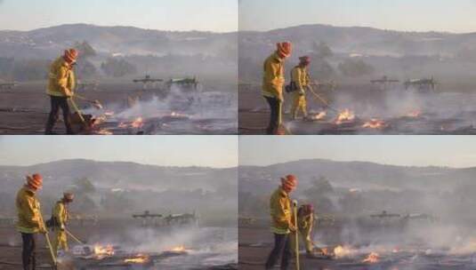 消防员消灭森林大火高清在线视频素材下载