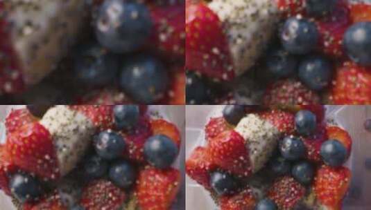 榨汁机中的浆果特写高清在线视频素材下载