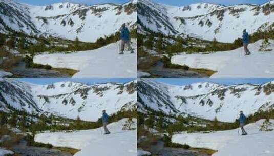 一个女人在山里徒步旅行高清在线视频素材下载