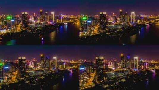 福州闽江北岸中央商务区夜景延时摄影高清在线视频素材下载