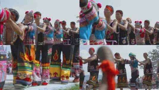 民族歌舞视频云南彝族火把节祭祀活动舞蹈高清在线视频素材下载