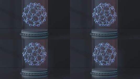 旋转的化学分子 3D渲染高清在线视频素材下载