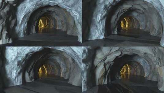 岩石洞穴里传出的光亮 3D渲染高清在线视频素材下载