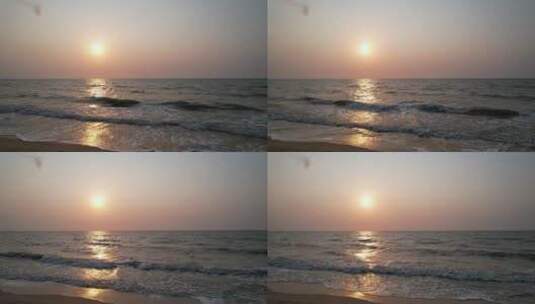 落日余晖海岸海浪B高清在线视频素材下载