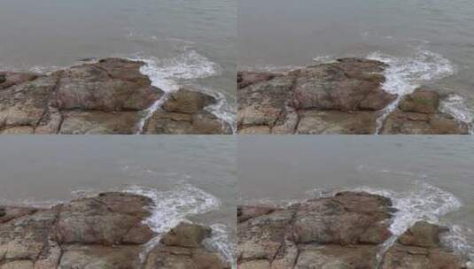 海浪拍打海边礁石空镜头高清在线视频素材下载