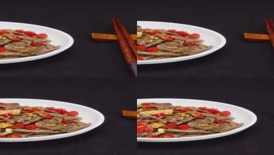 土匪猪肝美食菜品4k滑轨平移高清在线视频素材下载