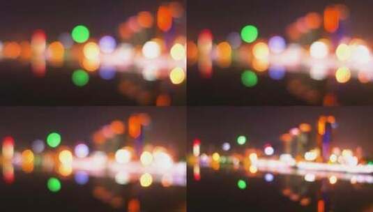 虚化的城市夜景霓虹光斑高清在线视频素材下载