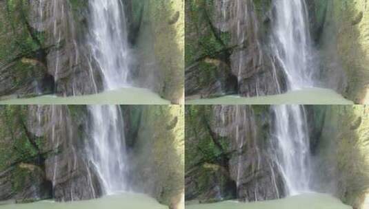 航拍大自然瀑布流水湖南湘西大溶洞瀑布高清在线视频素材下载