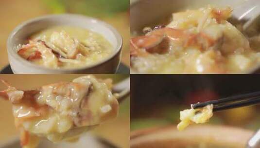 【镜头合集】干贝大虾螃蟹海鲜粥  (1)高清在线视频素材下载