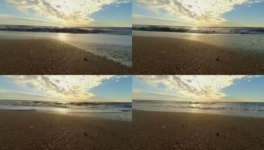 海浪涌向海滩_地面景观高清在线视频素材下载