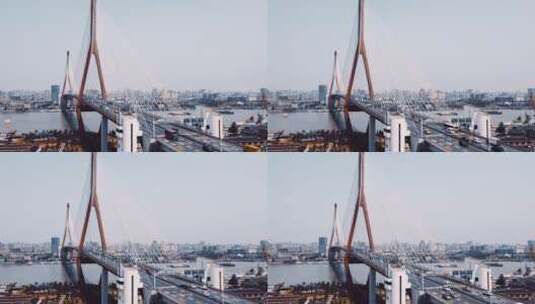 杨浦大桥延时航拍高清在线视频素材下载