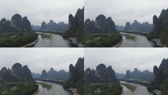 4K航拍广西桂林人民币背景高清在线视频素材下载