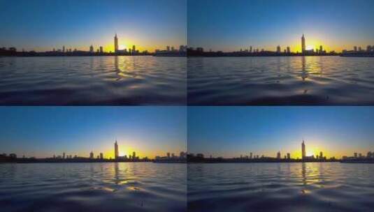 夕阳照耀下的高楼大厦高清在线视频素材下载