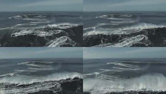 大海海岸线波涛汹涌礁石海滩 (5)高清在线视频素材下载