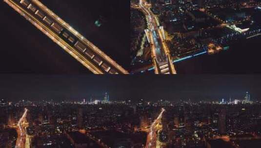俯拍上海浦西卢浦大桥高清在线视频素材下载