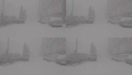 暴雪冬天街道景象slog高清在线视频素材下载