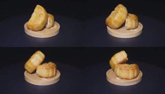 莲蓉月饼中秋传统糕点赏月高清在线视频素材下载