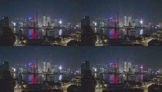 上海黄浦江景与陆家嘴金融区建筑风光夜景高清在线视频素材下载