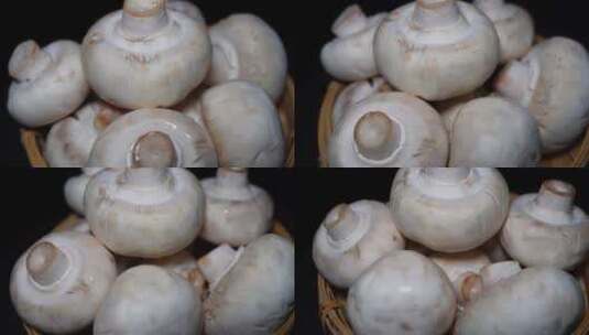 口蘑白蘑菇食材氨基酸高清在线视频素材下载