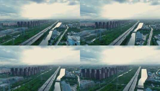上海闵行申嘉湖高速航拍2高清在线视频素材下载