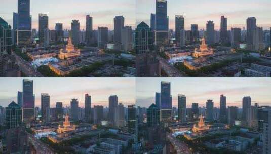 上海静安区繁华商业区与高架路高清在线视频素材下载