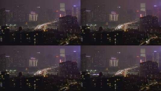 城市在夜晚被建筑物和汽车覆盖高清在线视频素材下载