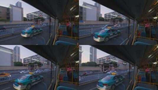 公共汽车公交车窗外街景高清在线视频素材下载