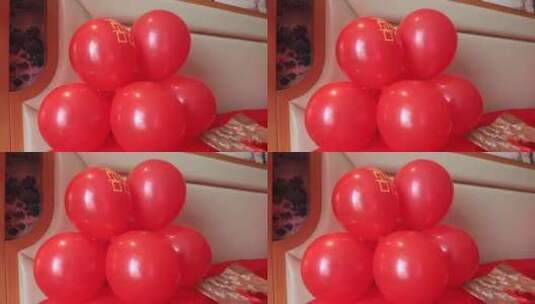喜庆日子红色气球高清在线视频素材下载
