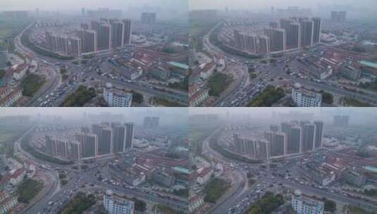 浙江义乌青口城市交通车流航拍延时摄影高清在线视频素材下载