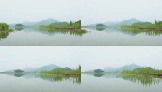 杭州袁浦铜鉴湖公园初夏航拍高清在线视频素材下载