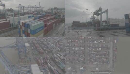 广州港口水运货运港口航拍实拍4K视频素材高清在线视频素材下载