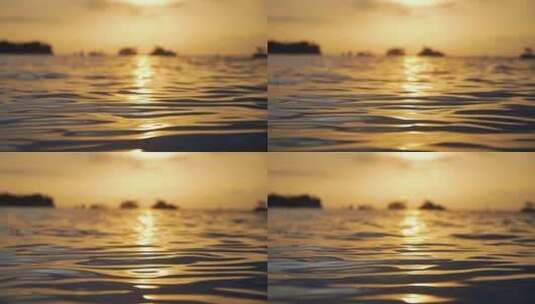 夕阳照射水面金色水面高清在线视频素材下载