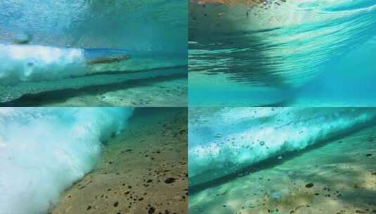 海底波浪卷清澈的海水高清在线视频素材下载