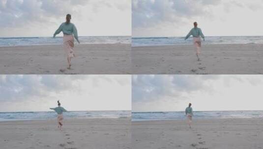 美女海边沙滩行走漫步脚步高清在线视频素材下载
