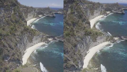 4K巴厘岛海岛佩妮达岛海浪航拍风光高清在线视频素材下载