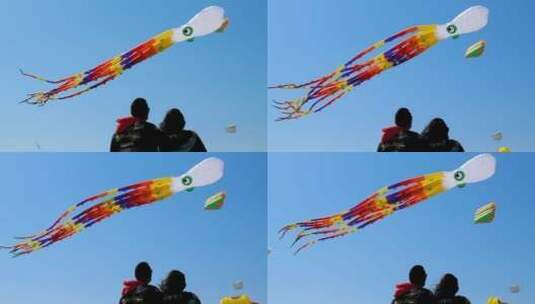 造型奇特的风筝高清在线视频素材下载