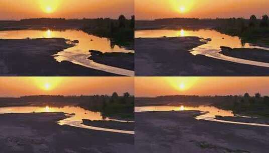 渭河河流河床夕阳高清在线视频素材下载