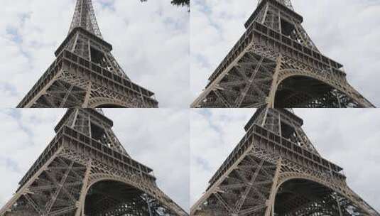 巴黎埃菲尔铁塔的仰拍高清在线视频素材下载