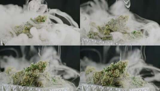 烟雾中的大麻植物高清在线视频素材下载