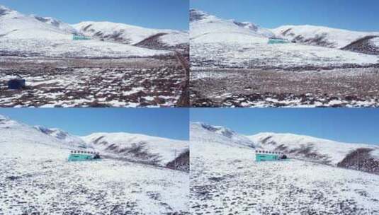 4K西藏雪山电力建设现场航拍07高清在线视频素材下载
