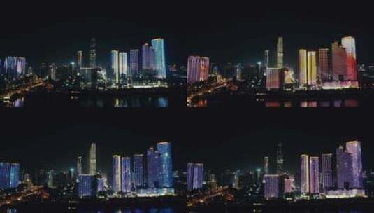 湖南长沙夜景灯光秀航拍高清在线视频素材下载