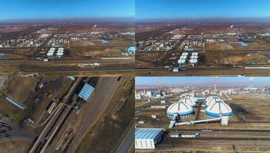 航拍宁夏炼油厂厂区全景合集6高清在线视频素材下载